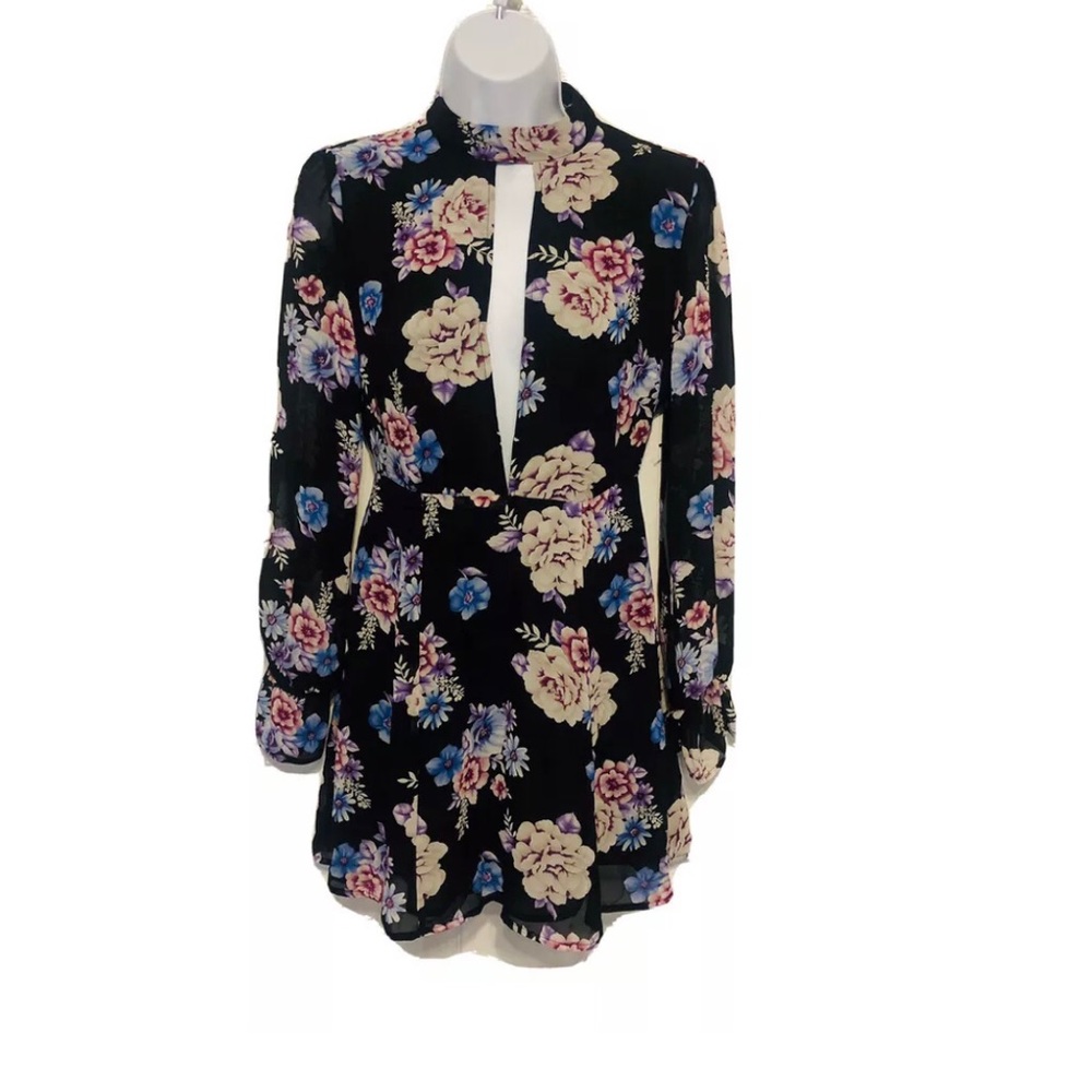 NWT Forever 21 Black Floral Sheer Mini Dress Small